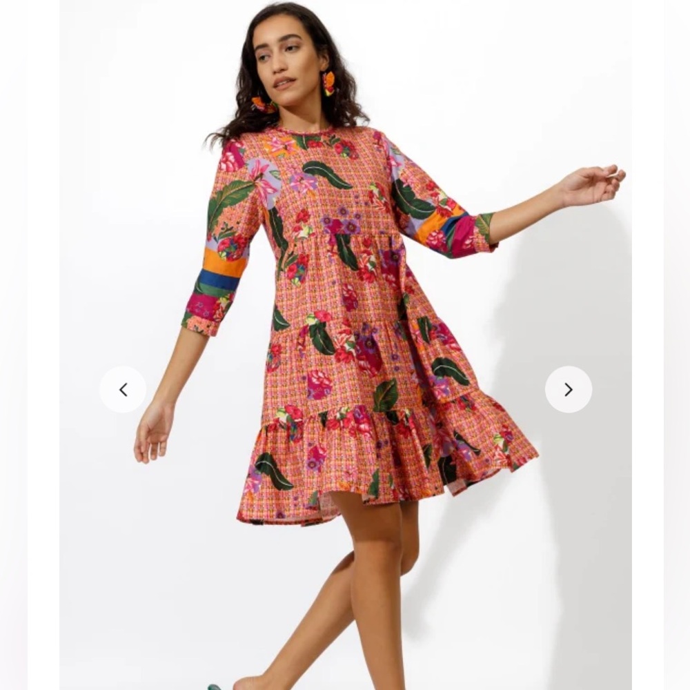 Emily Lovelock Floral Print Mini Dress Sz XS